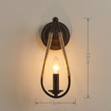 Rustic Farmhouse Teardrop Wall Light with Natural Jute Rope Accents