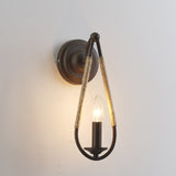 Rustic Farmhouse Teardrop Wall Light with Natural Jute Rope Accents