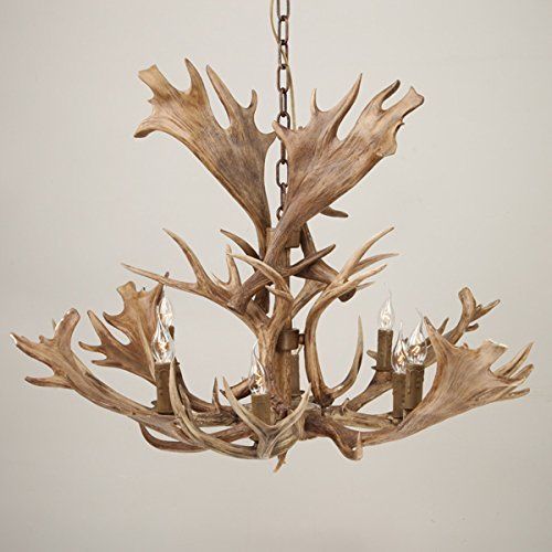 Rustic Faux Antler Chandelier - 8-Light Lodge Style Ceiling Fixture