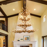 Rustic Faux Antler Chandelier – Vintage Resin Deer Horn Pendant Lighting