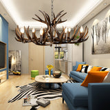 Rustic Faux Resin Antler Chandelier - Vintage Finish Lodge Style Ceiling Fixture with Adjustable Chain
