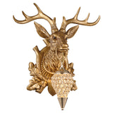 Rustic Stag Head Wall Sconce with Hanged Crystal Cage Pendant Light