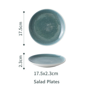 20 Piece Dark Green Ceramic Dinnerware Set Hand-painted Printed Underglaze Ceramic Tableware Creative