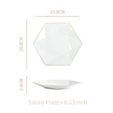 White Bowl Plate Combination Dinnerware Set Household Nordic Gold Border Pot Spoon Chopstick Bone Ceramic Tableware Set