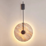 Scandinavian Modern Minimalist Round Iron Yellow Travertine LED Wall Sconce Lamp