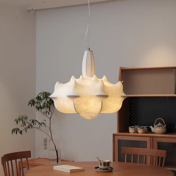 Sculptural Bloom Silk Fabric Pendant Light