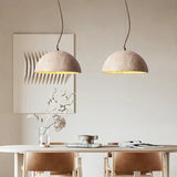Modern Natural Travertine Dome Pendant Light