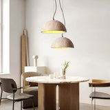 Modern Natural Travertine Dome Pendant Light