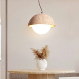 Modern Natural Travertine Dome Pendant Light