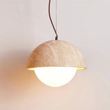 Modern Natural Travertine Dome Pendant Light