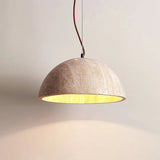 Modern Natural Travertine Dome Pendant Light