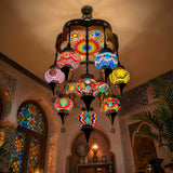 The Ottoman Empress 11-Globe Handcrafted Mosaic Chandelier – Exquisite Stained Glass Cascading Pendant Ceiling Fixture