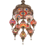The Ottoman Empress 11-Globe Handcrafted Mosaic Chandelier – Exquisite Stained Glass Cascading Pendant Ceiling Fixture