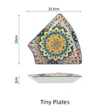 Boho Ceramic Dinner Plates Bule Set Tableware Dinnerware Set Hand-painted Printed Underglaze Ceramic Tableware