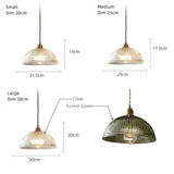 Vintage Ribbed Glass Pendant Light – Retro Pleated Glass Hanging Lamp