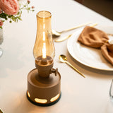 Vintage LED Oil Lamps Lantern Table Lamp 10-Way Dimmable Night Light Flameless Kerosene Oil Lantern BlowTilt Off