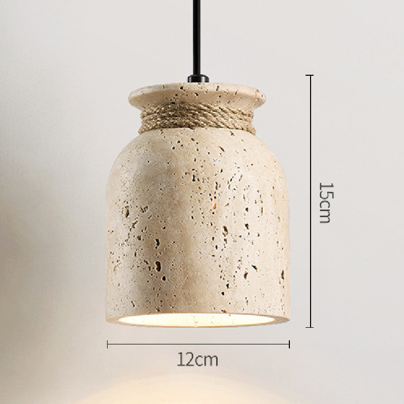 Wabi-Sabi Natural Travertine Stone Pendant Light – Rustic Cream
