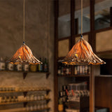Wabi-Sabi Withered Lotus Leaf Pendant Light, Vintage Resin Dried Lotus Textured Hanging Lamp
