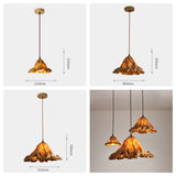 Wabi-Sabi Withered Lotus Leaf Pendant Light, Vintage Resin Dried Lotus Textured Hanging Lamp