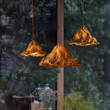 Wabi-Sabi Withered Lotus Leaf Pendant Light, Vintage Resin Dried Lotus Textured Hanging Lamp