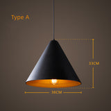 Wide Contemporary Metal Ceiling Lamp Cone Shade with Gold Ripple Inside Black Dining Room Hanging Pendant Light