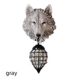 Retro Wolf's Head Decorative Wall Lamp Modeling Sconce Fixture