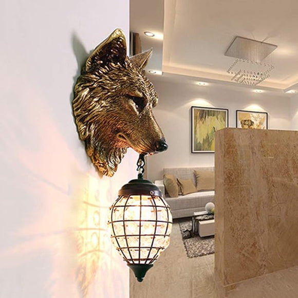 Retro Wolf's Head Decorative Wall Lamp Modeling Sconce Fixture