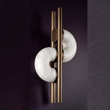 Modern Double-Sided Alabaster Wall Sconce with Aged Brass Finish