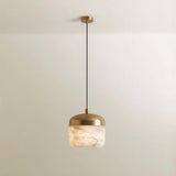 Custom Modern Alabaster LED Pendant Light – Natural Stone Hanging Lamp