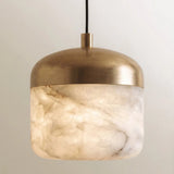 Custom Modern Alabaster LED Pendant Light – Natural Stone Hanging Lamp