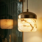 Custom Modern Alabaster LED Pendant Light – Natural Stone Hanging Lamp