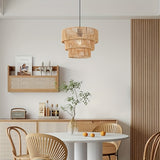 Hand-Woven Jute Rope Multi-Tiered   Contemporary Organic Design Hanging Lamp - 3-Tier