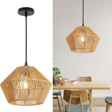 Rattan Hanging Lamp Hand-Woven Natural Rope Hanging Lamp - Rustic & Organic