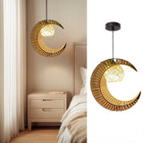 Artistic Crescent Moon & Orb Ceiling Light Fixture