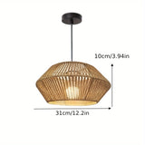 Hand-Woven Jute & Bamboo Pendant Light Fixture - Rustic & Modern