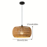 Cylindrical Woven Ceiling Fixture Round Jute Rope Hanging Lamp - Rustic & Modern