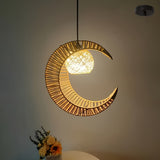 Artistic Crescent Moon & Orb Ceiling Light Fixture