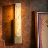 Modern Alabaster LED Wall Sconce with Metal Frame