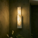 Modern Alabaster LED Wall Sconce with Metal Frame