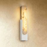 Modern Alabaster LED Wall Sconce with Metal Frame