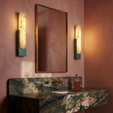 Modern Alabaster LED Wall Sconce with Metal Frame