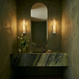 Modern Alabaster LED Wall Sconce with Metal Frame