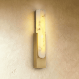 Modern Alabaster LED Wall Sconce with Metal Frame