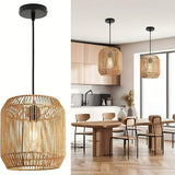 Hand-Woven Forcoso Natural Fiber Suspension Light - Rustic & Minimalist