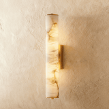 Luxury Modern Alabaster Cylindrical Wall Sconce – 3-Color Dimmable LED, Available in Black or Brass Finish