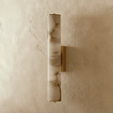 Luxury Modern Alabaster Cylindrical Wall Sconce – 3-Color Dimmable LED, Available in Black or Brass Finish