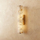 Luxury Modern Alabaster Cylindrical Wall Sconce – 3-Color Dimmable LED, Available in Black or Brass Finish