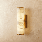 Luxury Modern Alabaster Cylindrical Wall Sconce – 3-Color Dimmable LED, Available in Black or Brass Finish
