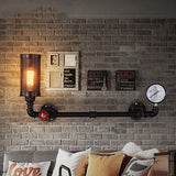 1-Light Loft Vintage Water Pipe Wall Lamp Bar Restaurant Iron Industrial Style E26E27 Edison Bulbs Retro Wall Sconce Lamp