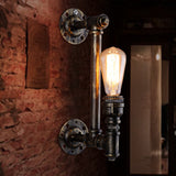 1-Light Loft Vintage Water Pipe Wall Lamp Bar Restaurant Iron Industrial Style E26E27 Edison Bulbs Retro Wall Sconce Lamp